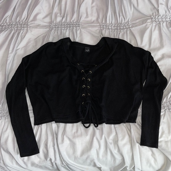 Oversized Lace-up Detailed Top - Picture 2 of 4